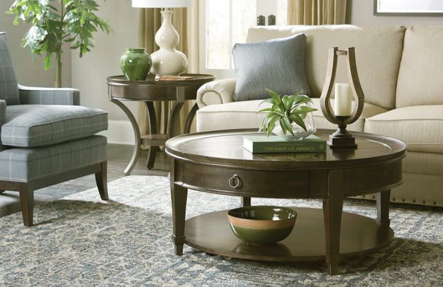 Hammary® Sunset Valley Maple Round End Table with Silver Base-2