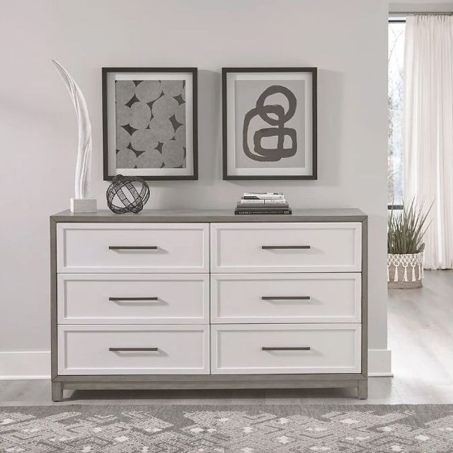 Liberty Furniture Palmetto Heights Driftwood/Two-Tone Shell White Dresser-1