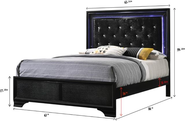 Crown Mark Micah Black Queen Upholstered Panel Bed-3