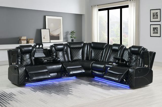 New Classic® Home Furnishings Orion II 3-Piece Black L-Shape Manual Reclining Sectional-1