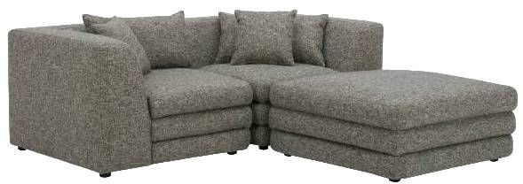 Moe's Home Collection Lowtide Nook 3-Piece Stone Tweed Modular Sectional and Ottoman-0