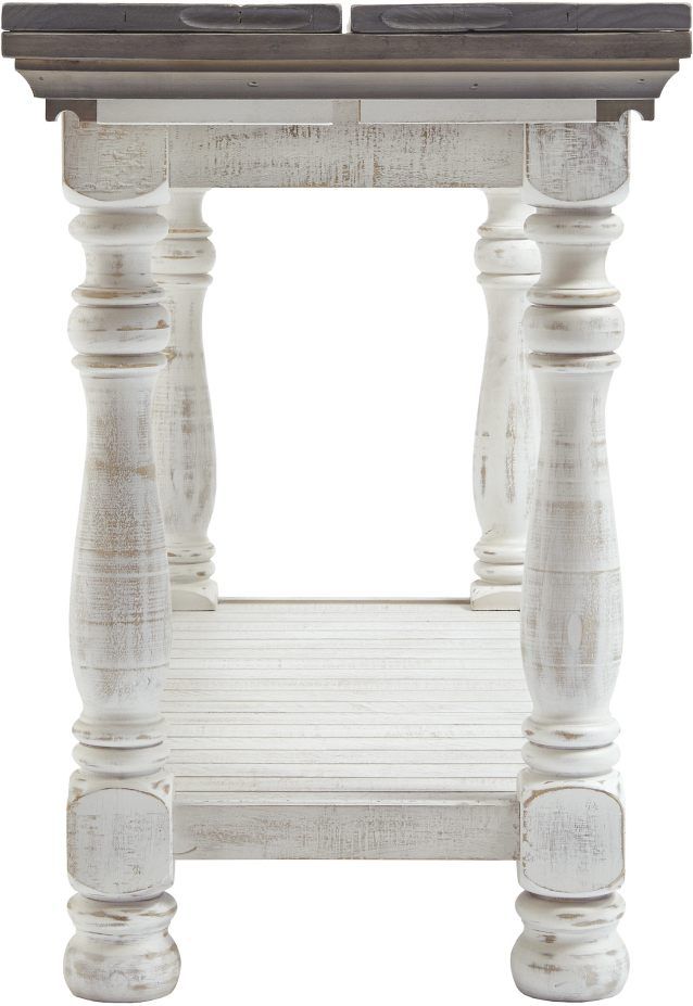 Signature Design by Ashley® Havalance Gray Flip Top Sofa Table with Vintage White Base-3
