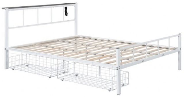 Furniture of America® Nicoli White Queen Bed with Underbed Storage-0