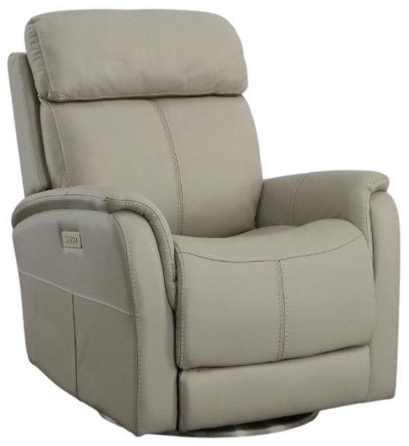 Flexsteel® View Light Gray Swivel Power Recliner with Power Headrest and Lumbar