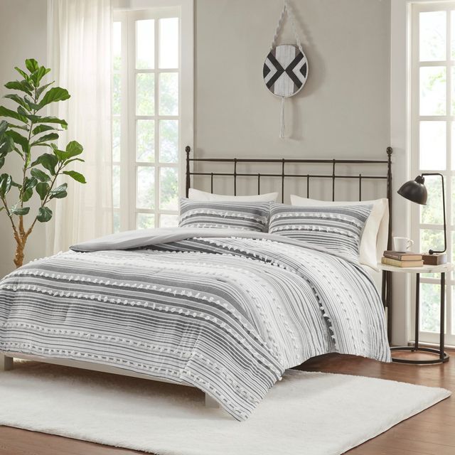 Olliix by Urban Habitat Elisa 3 Piece Cotton Black King/California King Comforter Mini Set-0