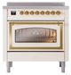 Ilve® Nostalgie II Noblesse 36'' Antique White Pro Style Induction Range with Brass Trim-1