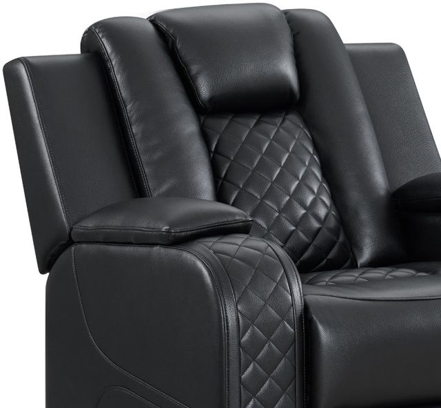 Elements International Carlo Pebble Black Power Recliner with Power Headrest-1
