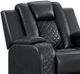 Elements International Carlo Pebble Black Power Recliner with Power Headrest-1