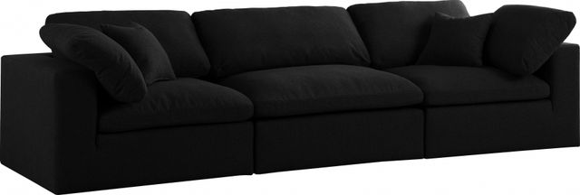 Meridian Furniture Serene Black Linen Fabric Deluxe Cloud Modular Sofa-0