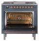 Ilve® Nostalgie II Noblesse 36'' Blue Gray Pro Style Dual Fuel Range with Copper Trim-1