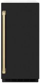 ZLINE Autograph Edition Touchstone 15" 75 lbs. Black Matte Door with Champagne Bronze Handle Clear Cube Ice Maker with Drain Pump-0