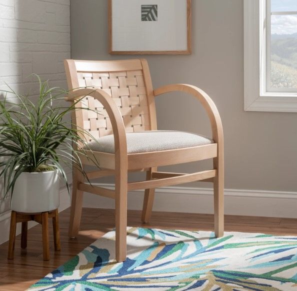Linon Wendy Cream/Natural Upholstered Arm Chair-1