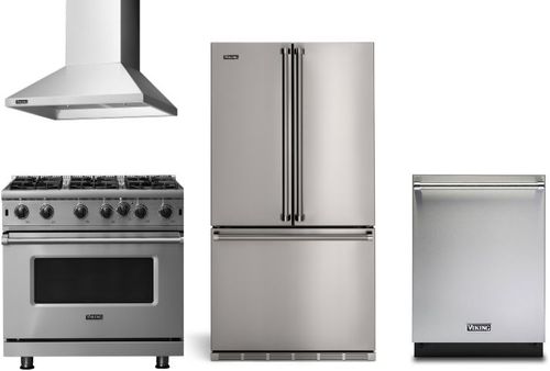 Viking 4-Piece Stainless Steel Gas Kitchen Package Viking 4-Piece Stainless Steel Gas Kitchen Package