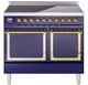 Ilve® Nostalgie II Noblesse 40'' Midnight Blue Pro Style Induction Range with Brass Trim-0