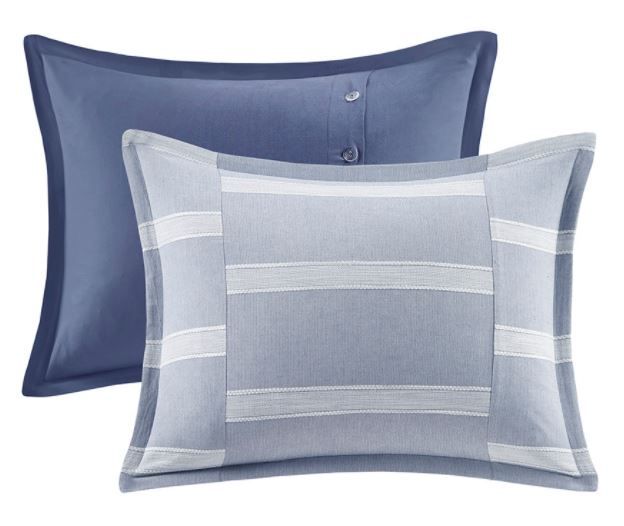 Olliix by Madison Park Signature Noble Blue Queen Cotton Comforter Set-3