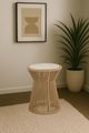 Bernards Trilogy Beige Spot Table with Brown Base-1