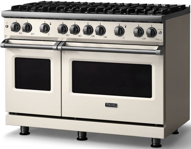 Viking® 5 Series 48" Pure White Pro Style Gas (LP) Range with Polished Chrome Trim-2