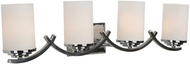 YHD Chrome/White Opal 4-Light Incandescent Bathroom Vanity Lighting-0