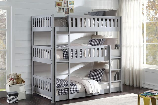 Mazin Furniture Orion Gray Twin Triple Bunk Bed-2