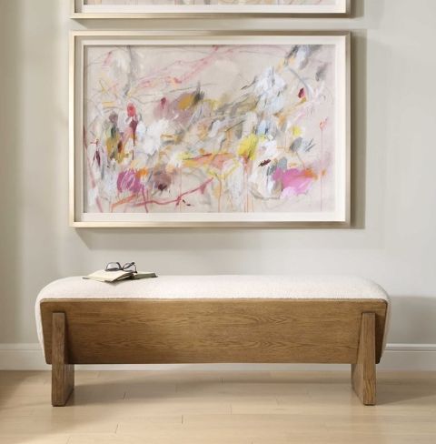 Uttermost® Wedged Ivory Fabric Bench-1
