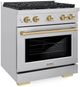 ZLINE Autograph Edition Paramount 30" Stainless Steel Pro Style Dual Fuel Range with Champagne Bronze Accents-2
