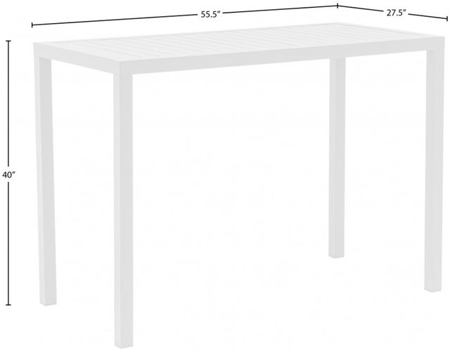 Meridian Furniture Maldives White Aluminum Outdoor Rectangle Bar Table-4