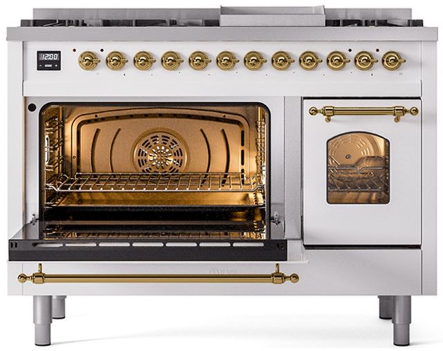 Ilve® Nostalgie II Series 48" White Pro Style Dual Fuel Range-2