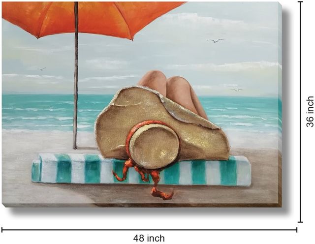 Classy Living Adventurous Seaside Serenity Under Orange Umbrella Wall Art-2