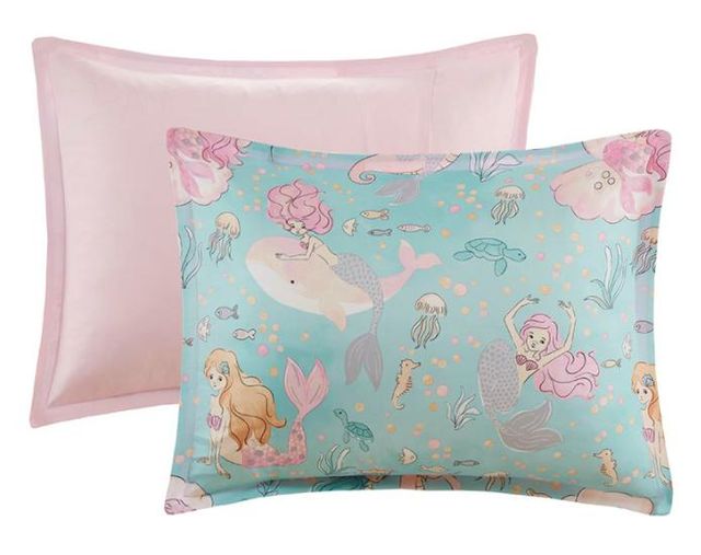 Olliix by Mi Zone Kids Darya Aqua and Pink Twin Printed Mermaid Comforter Set-3
