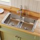 Elkay Lustertone® Lustrous Satin 33" x 22" 4-Hole Equal Double Bowl Drop-in Sink-2