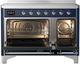 Ilve® Majestic III 48" Midnight Blue Pro Style Induction Range with Triple Glass Door and Chrome Trim-1