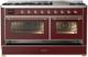 Ilve® Majestic III 60" Burgundy Pro Style Dual Fuel Liquid Propane Range with Triple Glass Door and Copper Trim-1