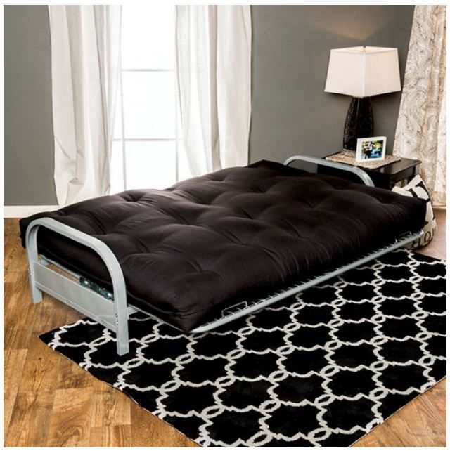 Furniture of America® Plosh Black 8" Futon Mattress with Inner Spring-1