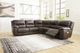 Signature Design by Ashley® Dunleith 5-Piece Chocolate L-Shape Power Reclining Sectional with Power Headrest-2