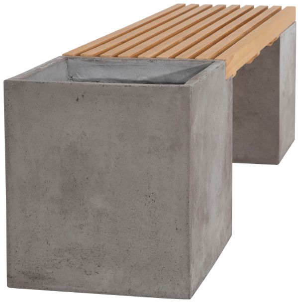 Dovetail Furniture Bowman Dark Gray/Natural Concrete/Wooden Outdoor Bench-2