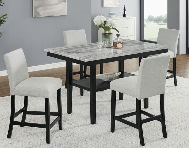 Crown Mark Marbel 5-Piece Black/Gray Counter Dining Set-1