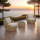LH Home Siesta Natural Wicker Outdoor Round Club Chair with Beige Olefin Fabric Cushions-1