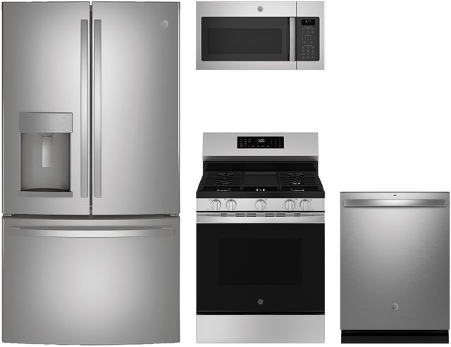 GE® 4 Piece Stainless Steel Gas Kitchen Package