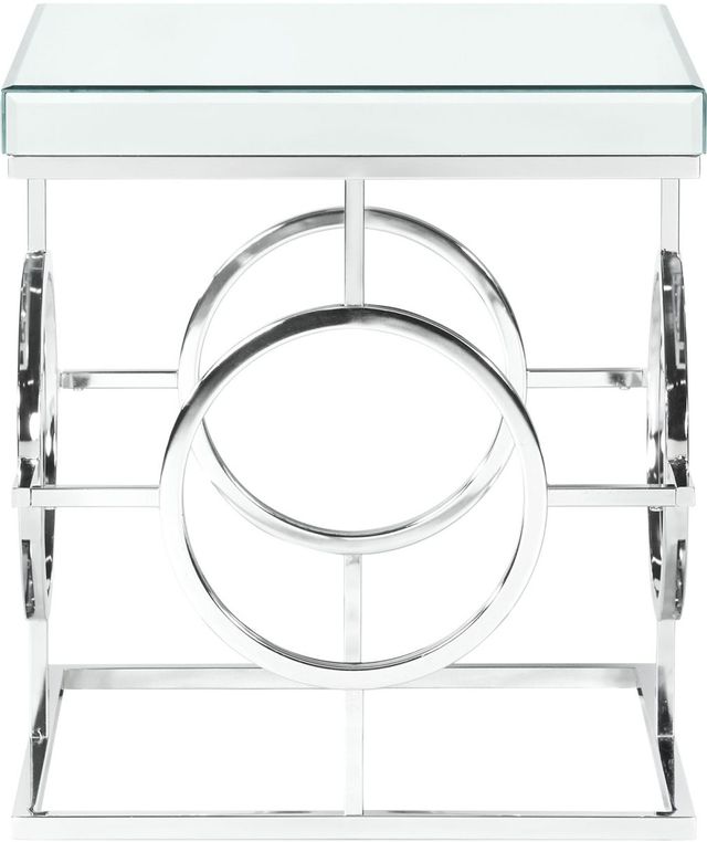 Elements International Pearl Glass Top End Table with Chrome Base-1
