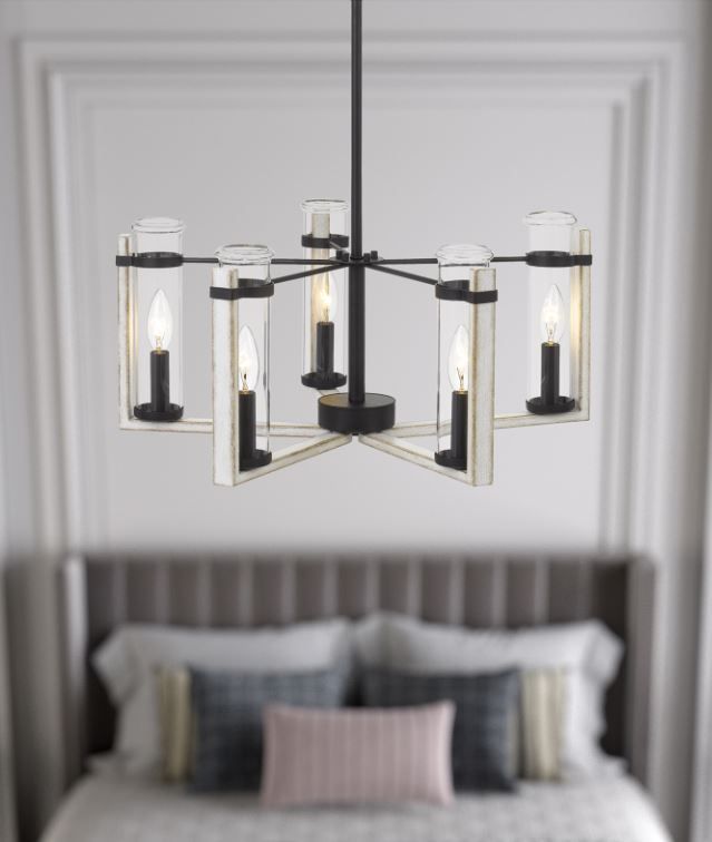 Cal® Lighting & Accessories Olivette Black/White Washed Chandelier-1