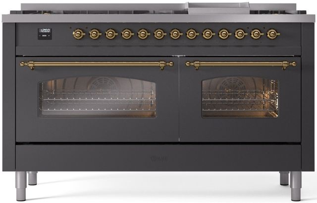 Ilve® Nostalgie II Series 60" Graphite Matte Pro Style Dual Fuel Range-0