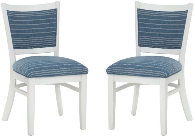 Linon Lourdes 2-Piece Blue Stripe/White Side Chair Set-0