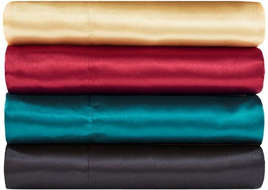 Olliix by Madison Park Essentials Red 2 Pack of King Satin Pillow Case-2
