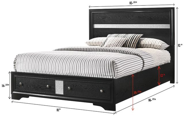 Crown Mark Regata Black/Silver King Storage Platform Bed-2