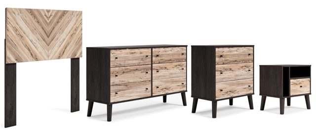 Signature Design by Ashley® Piperton 4-Piece Two-tone Brown/Black Twin Panel Headboard Set-0