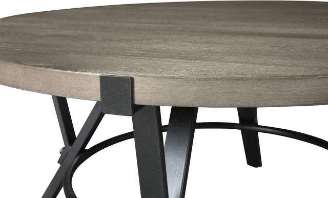 Signature Design by Ashley® Zontini Light Brown Round Coffee Table with Gunmetal Base-1