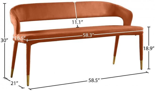 Meridian Furniture Destiny Cognac Velvet Bench-2