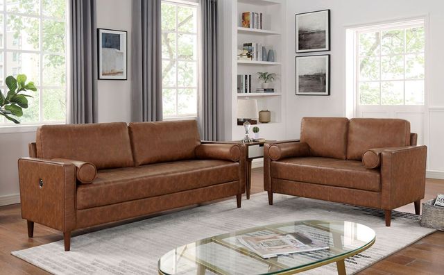 Furniture of America® Horgen 2-Piece Cognac Sofa Set-0