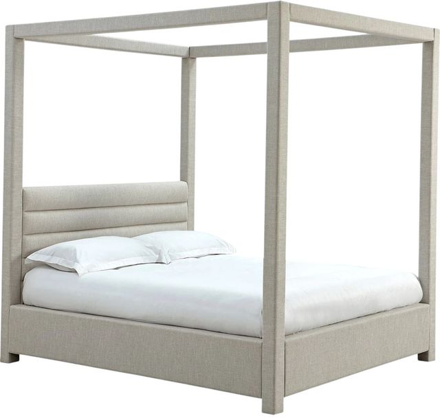 Modus Furniture Virgil Rockford Turtle Dove Queen Upholstered Canopy Bed-0