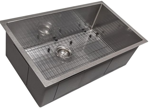ZLINE Meribel 30" Satin Stainless Steel Undermount Single Bowl Kitchen Sink with Bottom Grid-0